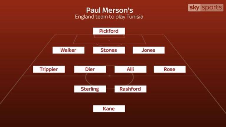 Merson's starting XI for England's World Cup opener against Tunisia