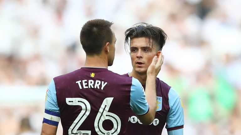 Grealish is consoled by John Terry after Aston Villa's play-off final defeat