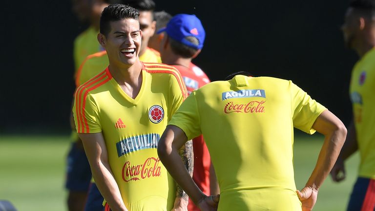 Colombia hope to have James Rodriguez (left) fit to face Japan