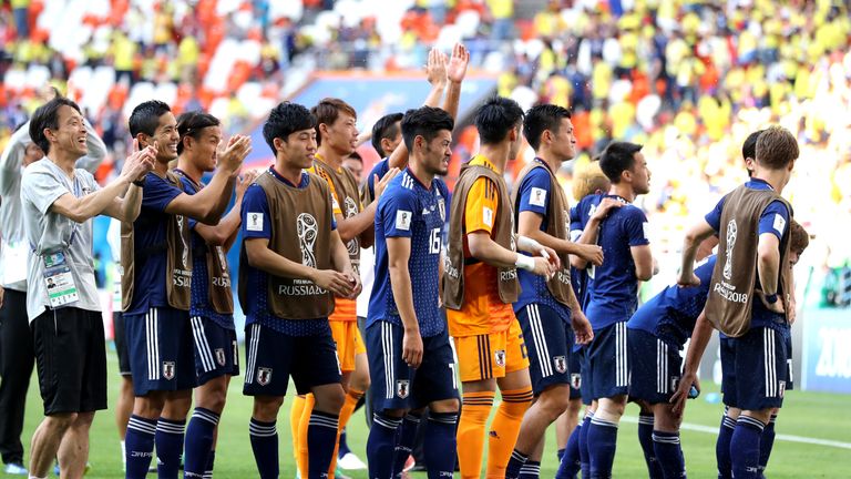 Japan celebrate their first World Cup victory on European soil