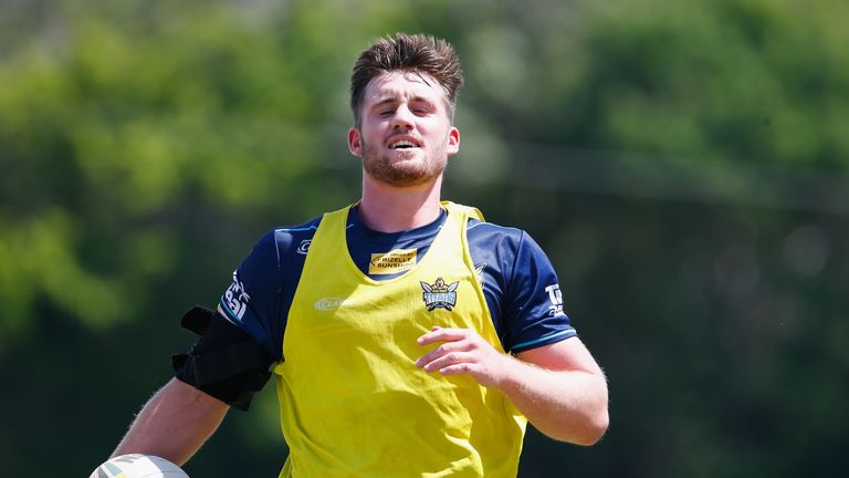 Joe Greenwood training with the Gold Coast Titans in March