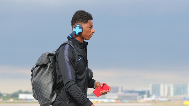 Rashford and the England team have now arrived at their World Cup base in Repino near St Petersburg