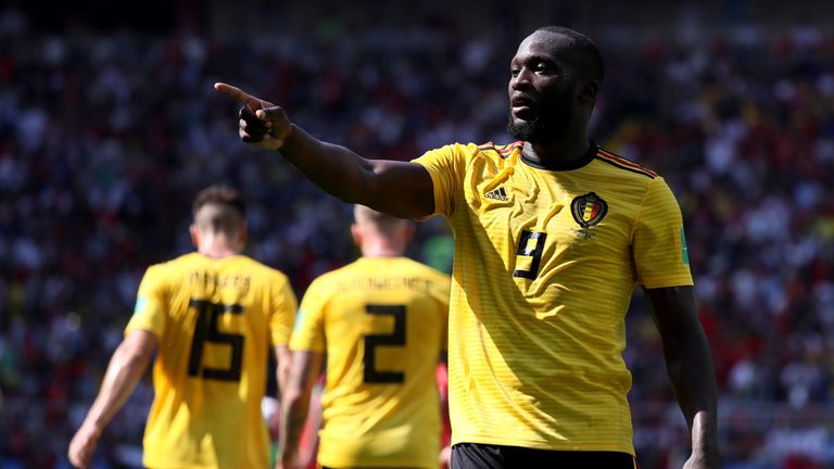 Lukaku celebrates after doubling Belgium's lead