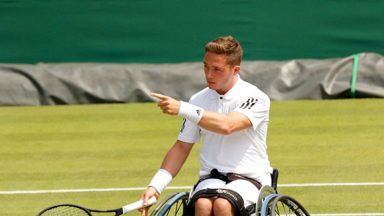 Alfie Hewett is into the Wimbledon semi-finals after a fine win over Stephane Houdet (picture courtesy of Anna Vasalaki)