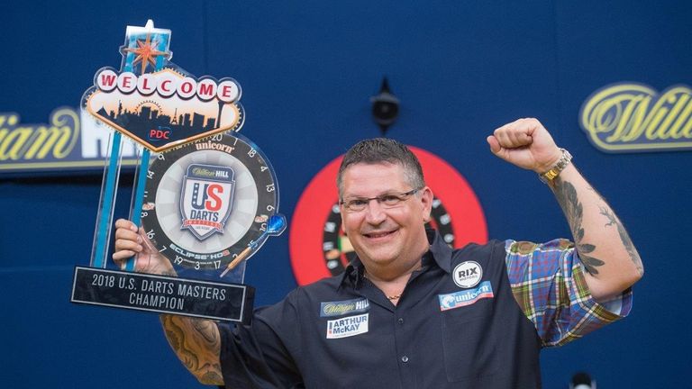 Gary Andrson celebrates his US Darts Masters title in Las Vegas - Credit: Tom Donoghue/PDC