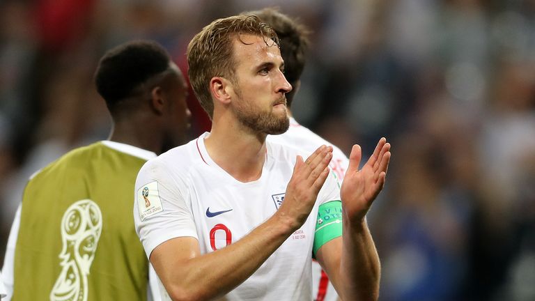 England's Harry Kane applauds the fans