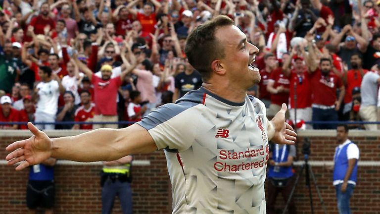 Xherdan Shaqiri scored as Liverpool beat Manchester United 4-1 in Michigan