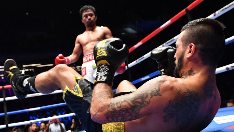 Manny Pacquiao knocked Lucas Matthysse down on three occasions in Kuala Lumpur