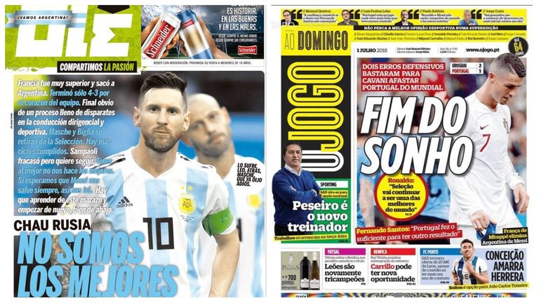 The Argentine and Portuguese press react to their World Cup exits