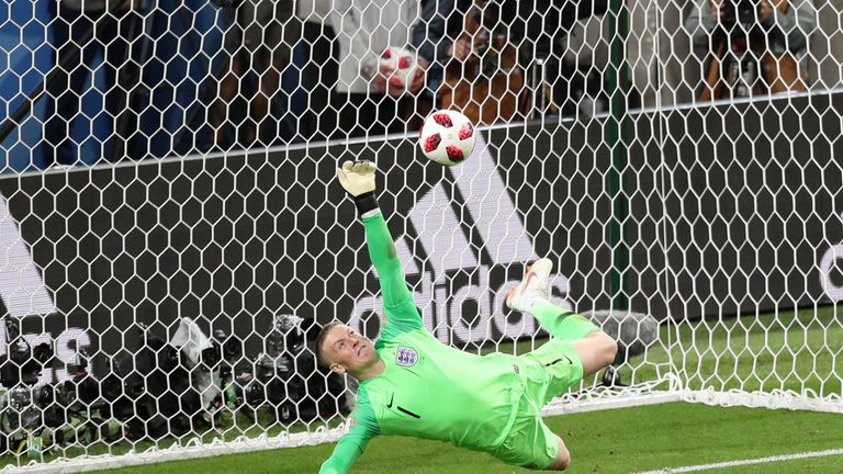 Jordan Pickford saves Colombia's fifth penalty from Carlos Bacca