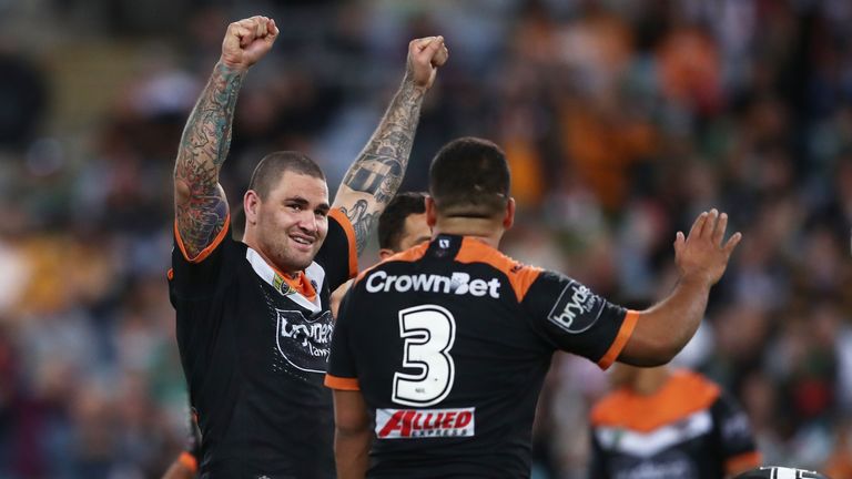 Russell Packer celebrates after West Tigers' win over South Sydney