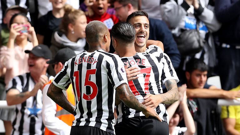 Newcastle United's Joselu celebrates his equailser