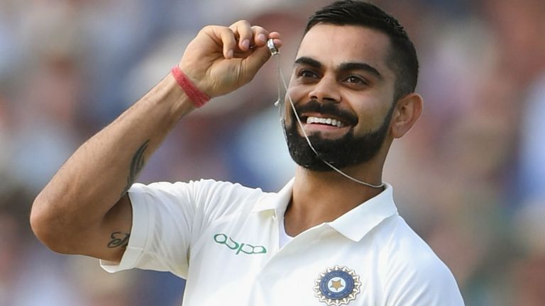 India captain Virat Kohli celebrates his century on day two