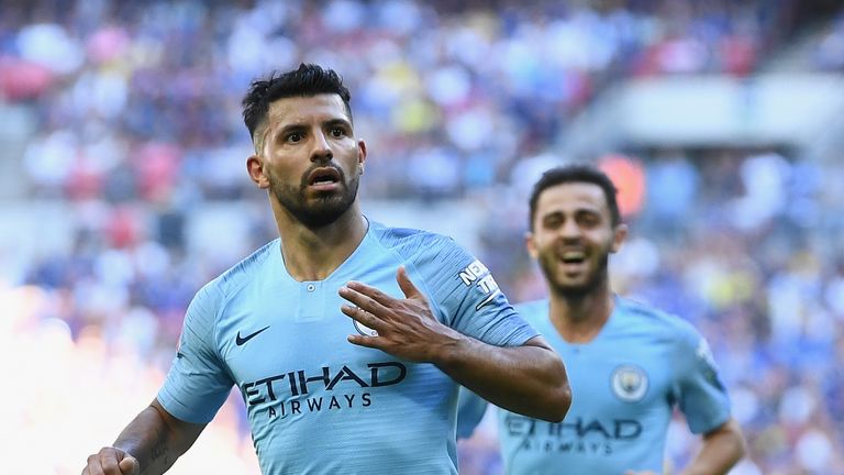 Aguero celebrates his second goal