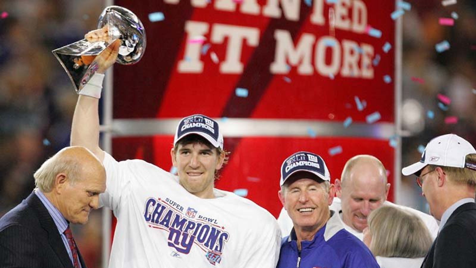 Eli Manning With the Vince Lombardi Trophy Super Bowl XLII