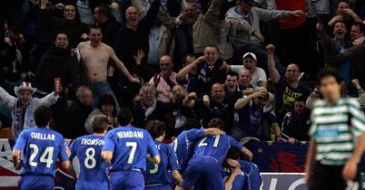 Rangers celebrate against Sporting Lisbon