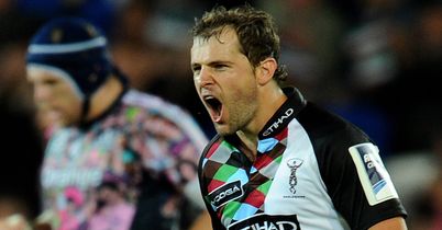 Evans celebrates his match-winning conversion.