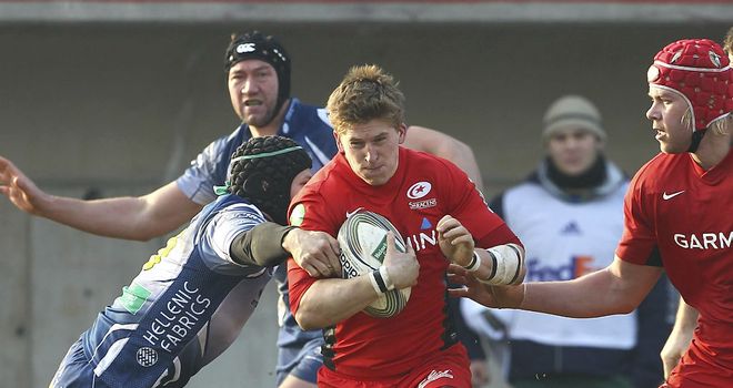 David Strettle on the burst for Saracens