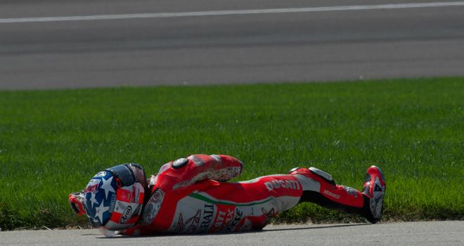 Nicky Hayden: knocked unconscious by crash during qualifying at Indianapolis