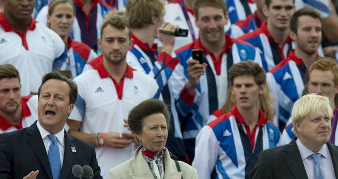 David Cameron: Gives a speech at the athletes parade in London
