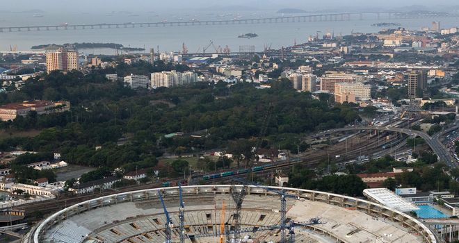 Maracana Stadium in Rio still under construction