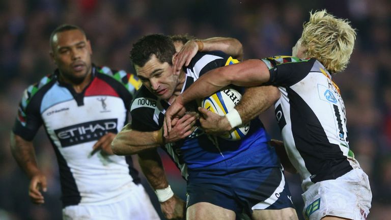 Stephen Donald makes some hard yards for Bath