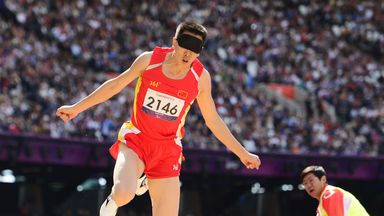 Li Duan competed in the triple jump F11 final, with his great sense of humour entertaining the crowds before he jumped