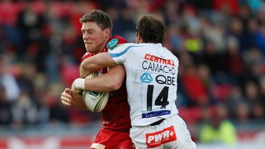 Rhys Priestland was carried off during Scarlets' defeat to Exeter Chiefs