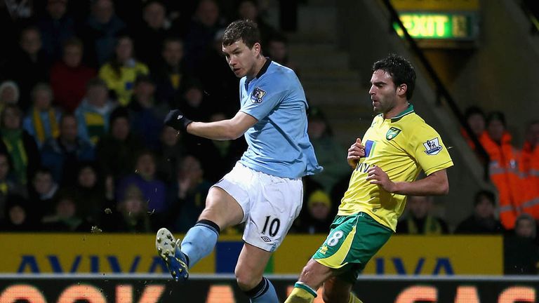 Edin Dzeko: At the double for Man City away at Norwich