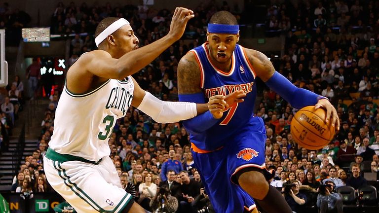 Carmelo Anthony (R): Led the Knicks to victory in Boston
