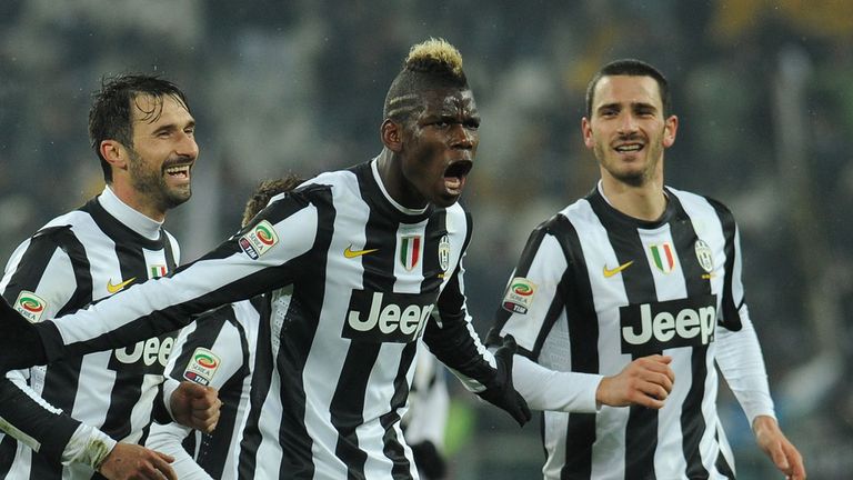 Paul Pogba celebrates a goal for Juventus