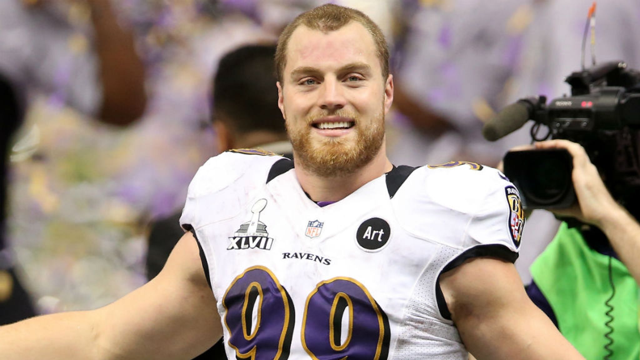 Baltimore Ravens' Paul Kruger during the NFL football team's training camp,  Friday, July 30, 2010, in Westminster, Md. (AP Photo/Rob Carr Stock Photo -  Alamy