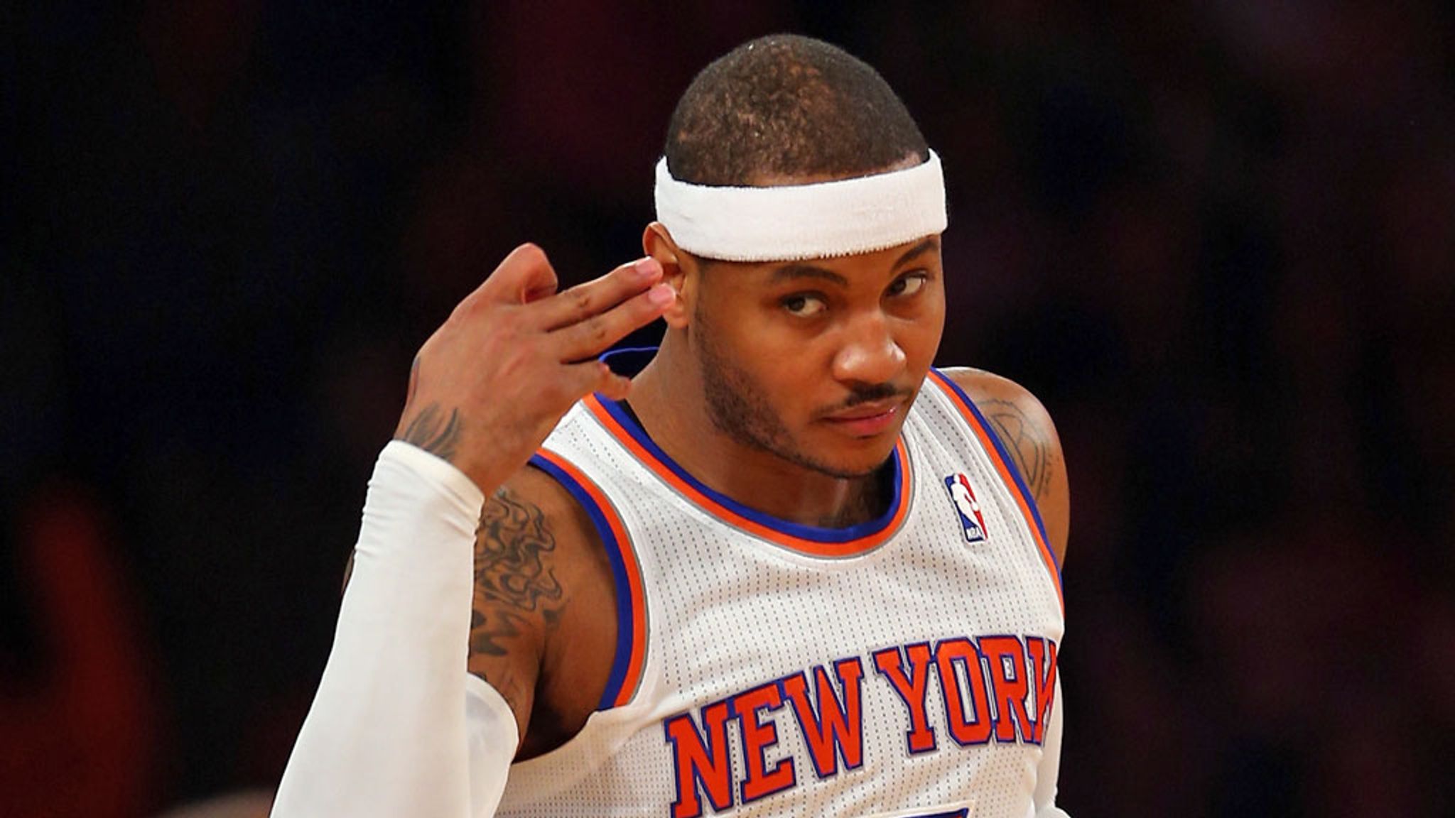 This is Carmelo Anthony and he is a 6'8 Small Forward. He plays for the New  York Knicks and wears Number…