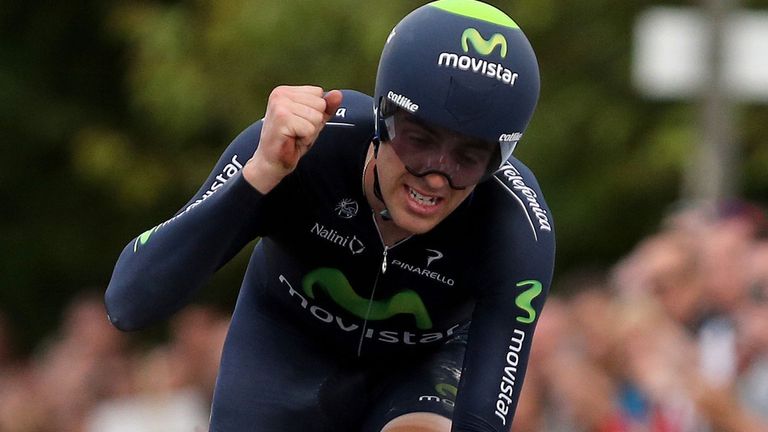 Alex Dowsett crossed the line bloodied after his fall, but victorious