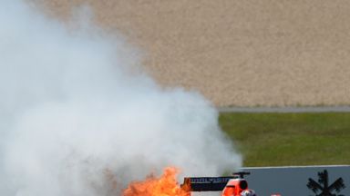 Jules Bianchi's car catches fire