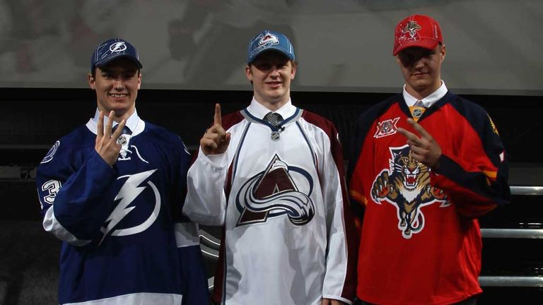Jonathan Drouin, Nathan Mackinnon and Aleksander Barkov at the NHL Draft