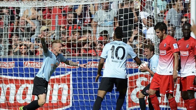Niki Zimling celebrates for Mainz