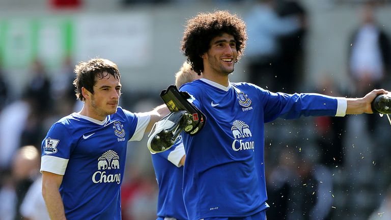Leighton Baines and Maroune Fellaini: United have seen £28m double bid fail