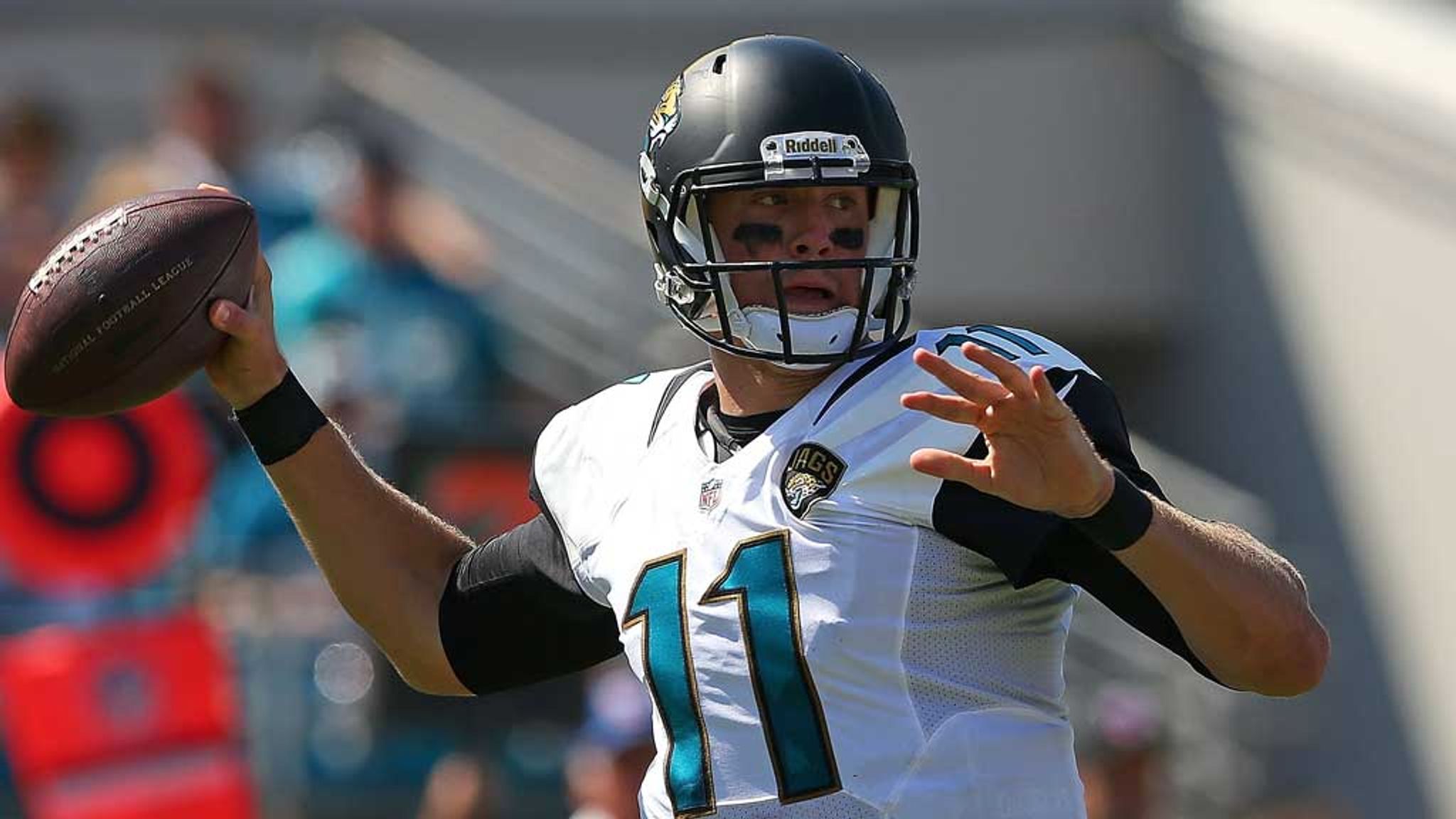 Oct. 9, 2011 - Jacksonville, Florida, U.S - Jacksonville Jaguars  quarterback Blaine Gabbert (11) attempts a pass in the NFL football game  between the Cincinnati Bengals and Jacksonville Jaguars. (Credit Image: ©