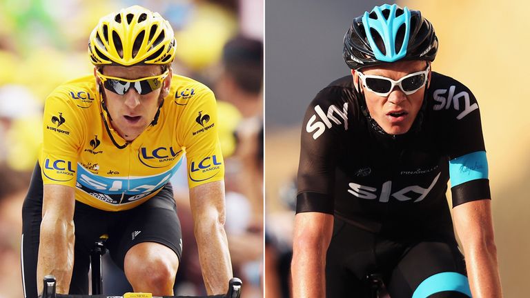 Bradley Wiggins, left, could ride in support of Chris Froome, right, at the 2014 Tour de France