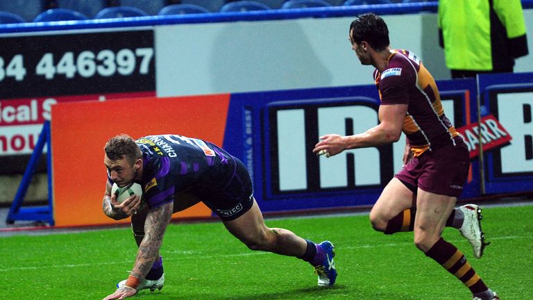 Josh Charnley (L): Scored two tries in Wigan&#39;s victory at John Smith&#39;s Stadium