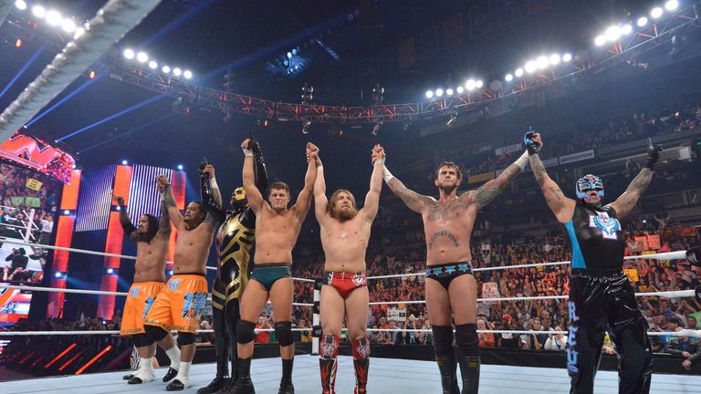 CM Punk and his friends celebrate at the end of Raw
