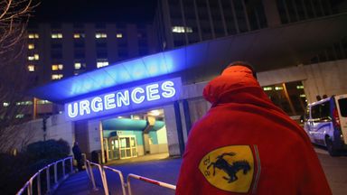 A Ferrari fan outside the medical centre in Grenoble where Schumacher is being treated