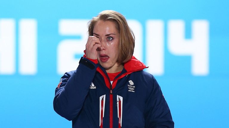 Yarnold sheds a tear after winning Olympic gold in Sochi