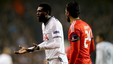 Emmanuel Adebayor and Tottenham had a tough night against Benfica