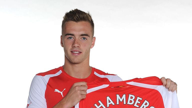 Calum Chambers: Shows off his new Arsenal shirt
