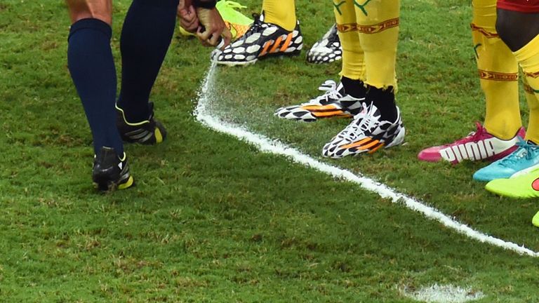 Heine Allegmagne's vanishing spray in action during the on-going World Cup finals in Brazil