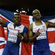 Great Britain's James Dasaolu (R) and Harry Aikines-Aryeetey: gold and bronze