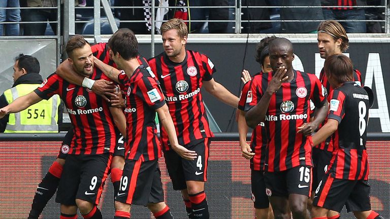 Haris Seferovic is mobbed after his goal
