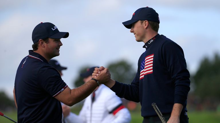 Patrick Reed (L) and Jordan Spieth: First two players out for USA in singles